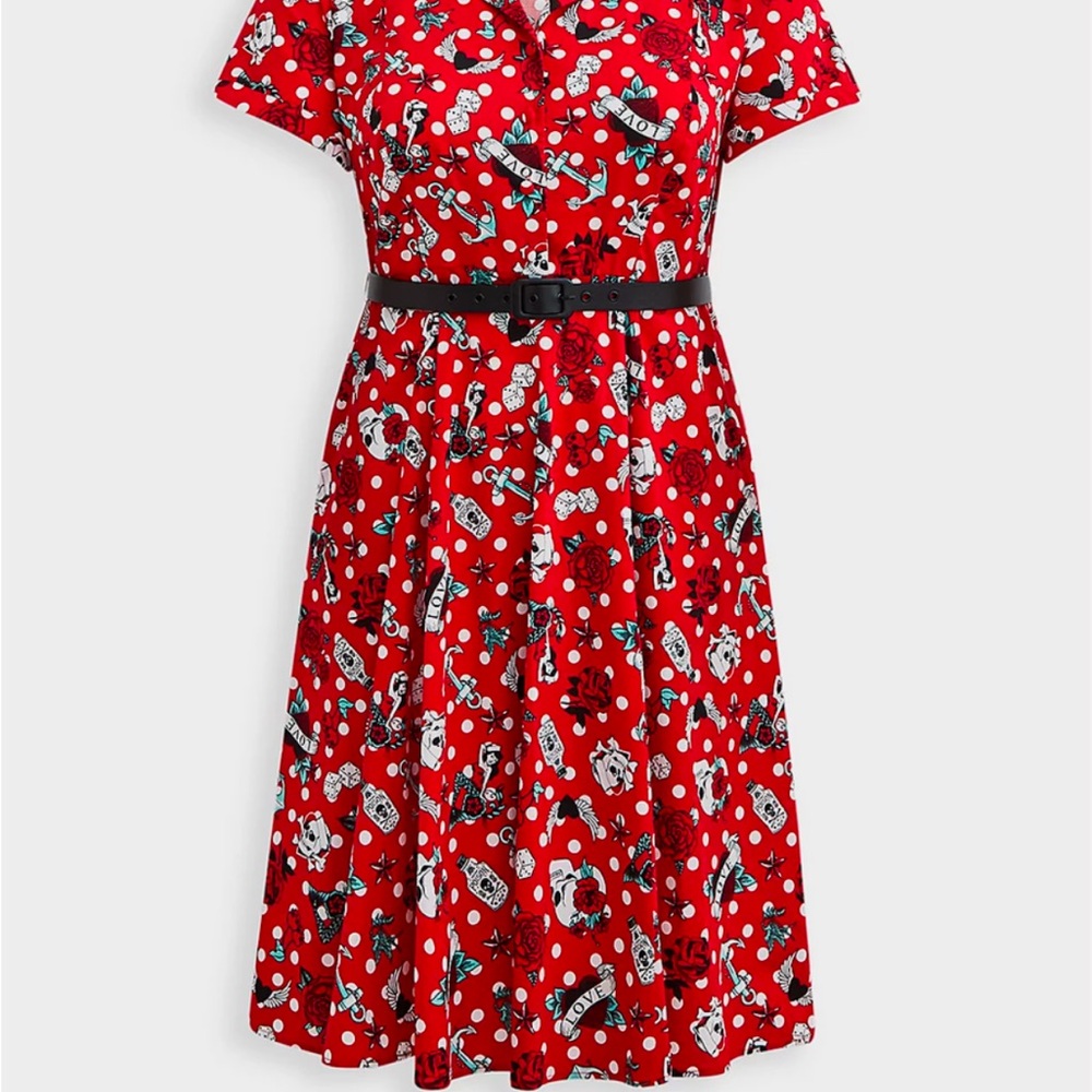 NWT Torrid Retro Chic Red Fit-and-Flare Pinup Style Dress with Belt - Picture 5 of 15